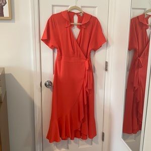 Coral/watermelon Whistles wrap dress